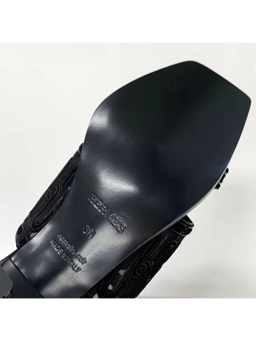 ★SOLD★ Hermes Gioia Suede Mesh Sandals Black - Picture 9 of 11